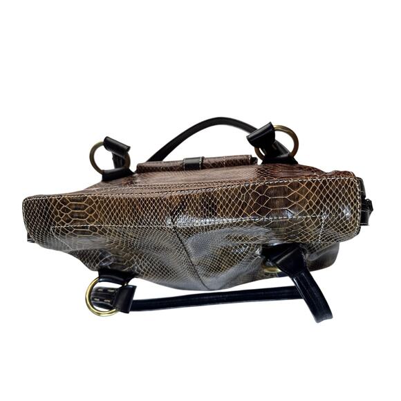 Charlie Lapson Large Snake Embossed Brown Shoulder Bag - Picture 6 of 9